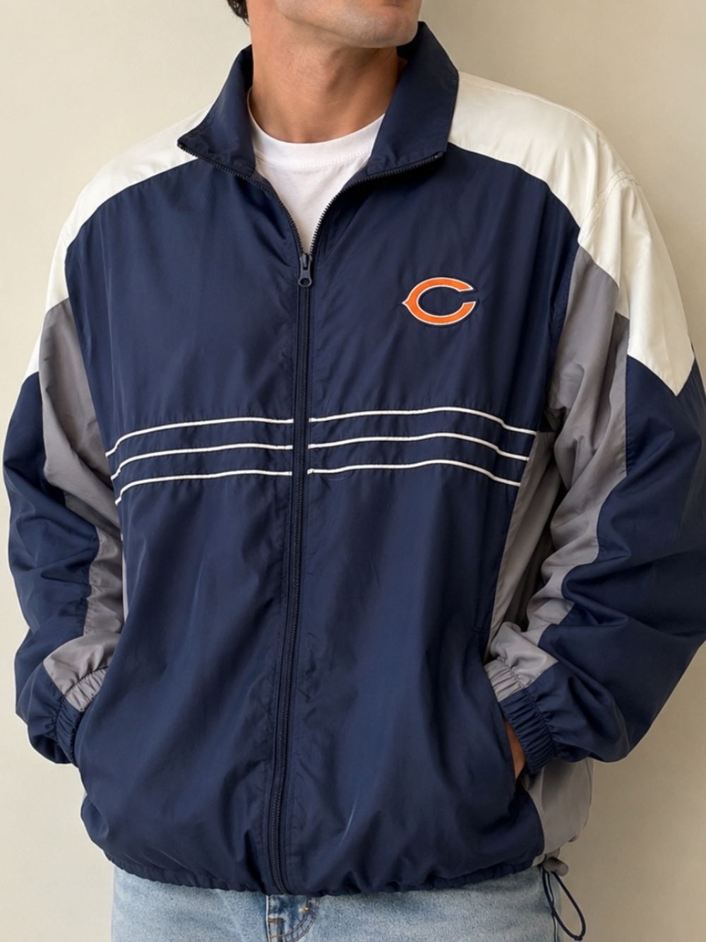 Chicago Bears NFL Team Apparel Reebok SI Full Zip Windbreaker Jacket Men's XL
